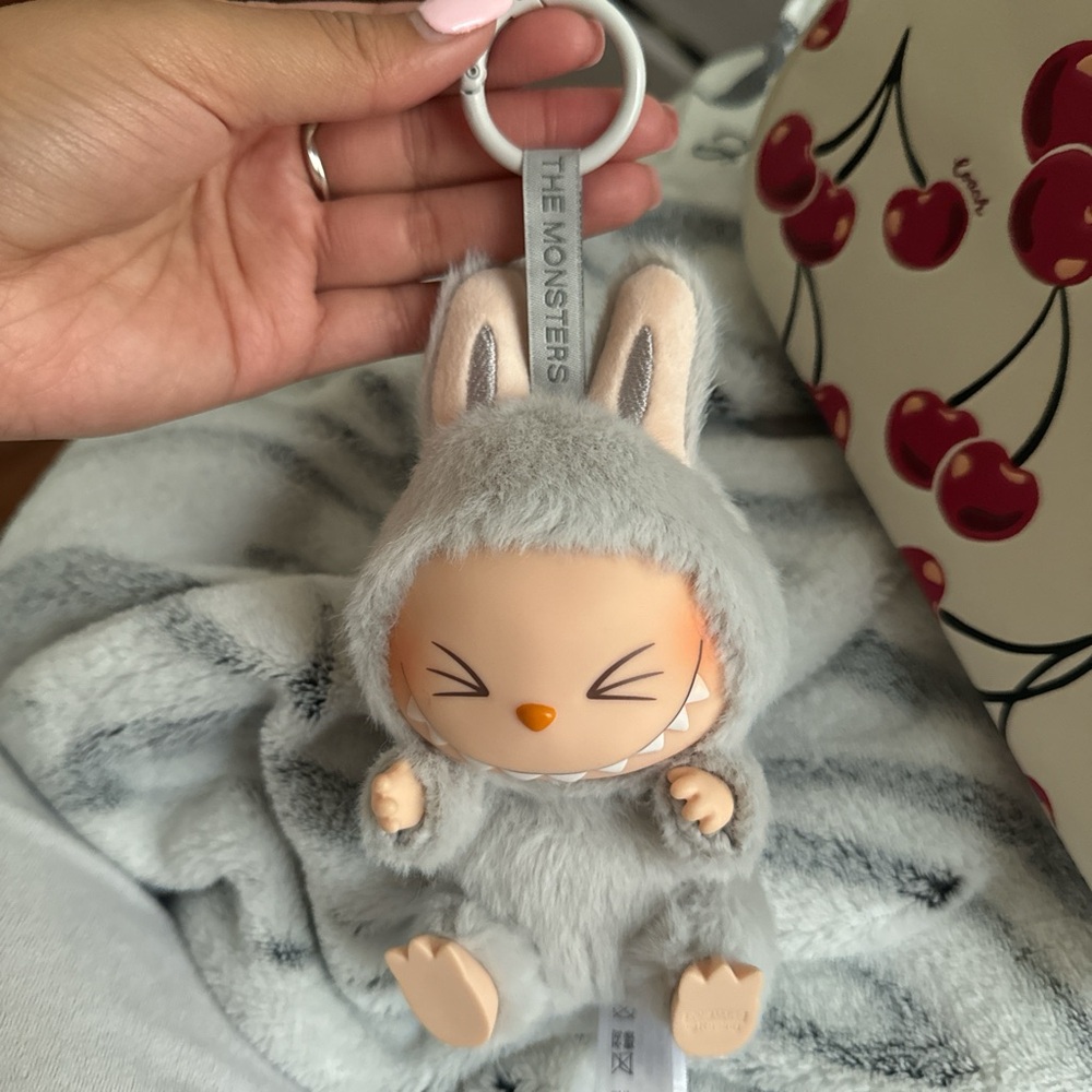 Gray Bunny Plush Keychain